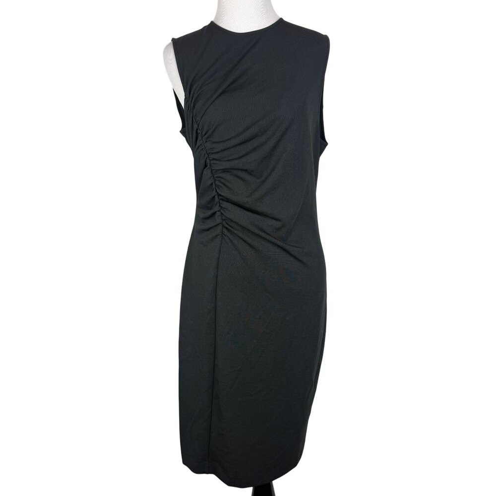J.Crew 365 Womens Black Sleeveless Ruched Sheath Dress Size 10 Lyocell Blend
